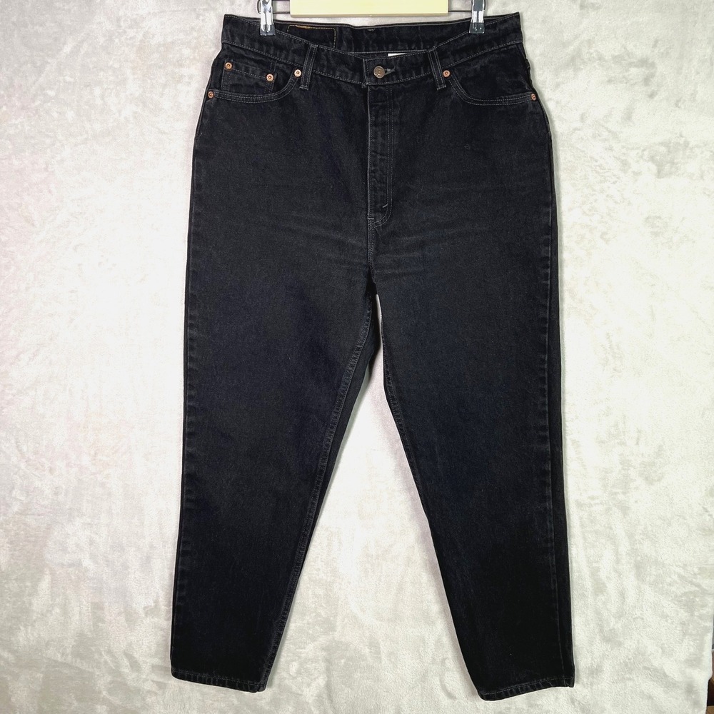 Vintage Levi's 521 Tapered Fit Black Jeans Womens 18 Short High Rise USA Made